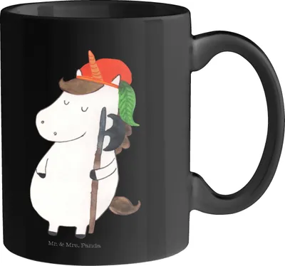 Produktbild von Mr. & Mrs. Panda Becher Einhorn Junge - Schwarz - Geschenk, Teetasse, Pott, Bube, Unicorn, Kaffeetasse, Kaffeepott, Tasse, Mittelalter, Kaffeebecher, Einhörner