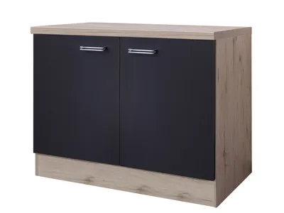 Produktbild von Spülenunterschrank mit Arbeitsplatte - 100 cm breit - Anthrazit San Remo Eiche – Lino