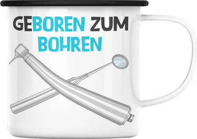 Produktbild von Trendation - Zahnmedizinische Fachangestellte Geschenk Emaille Tasse mit Spruch Zahnarzt Geschenkidee Zahnartzhelferin (Schwarz)