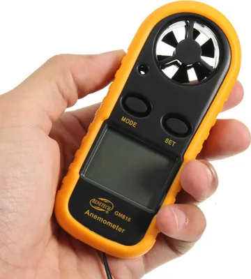 Obrázok produktu pre Digitálny merač vetra Ručný merač rýchlosti vetra Presné meranie teploty vetra Rýchlosť podsvietenia LCD Digitálny merač počasia