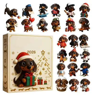 Produktbild von Weihnachten Dackel Countdown Kalender 24 Tage Adventsfiguren 2026