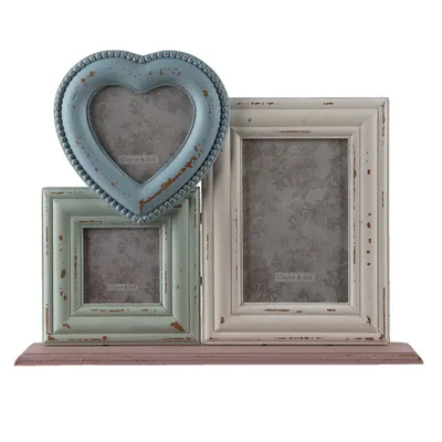 Image de Clayre & Eef Cadre photo 10x15 cm bleu vert MDF rectangle