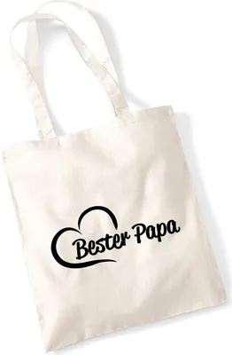 Produktbild von Huuraa Jutebeutel Bester Papa Herz 10 Liter Natural Baumwolle Tasche Geschenkidee