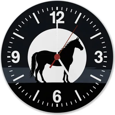 Produktbild von Schwarzes Pferd Silhouette Wanduhr aus MDF für Pferdeliebhaber