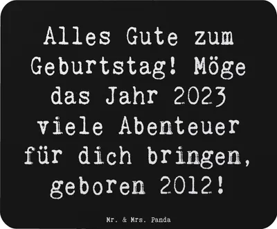Produktbild von Mr. & Mrs. Panda Mouse Pad Spruch 2012 Geburtstag - Schwarz - Geschenk, 2023, laptop mousepad, feiern, Jahrgang, Alter, pc mausunterlage, Geburtstagsgeschenk, mousematte