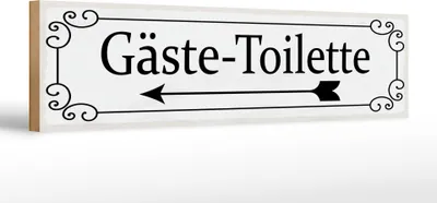 Produktbild von Holzschild  Gäste – Toilette links Pfeil, 46 x 10 cm, Holzschilder Spruch Wegweiser Wc Bad