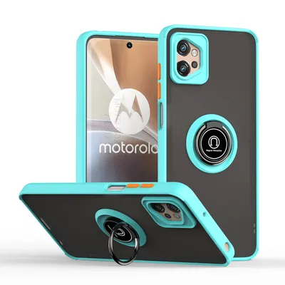 Immagine prodotto di Custodia per Motorola Moto G32 traslucida opaca in TPU con supporto ad anello e supporto Blu