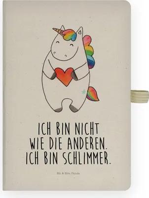 Produktbild von Mr. & Mrs. Panda Journal Einhorn Herz - Transparent - Geschenk, Lustig, Unicorn, notizbuch, Witzig, Einhörner, a4, Adressbuch, Kariert, Tagebuch, Skizzenbuch