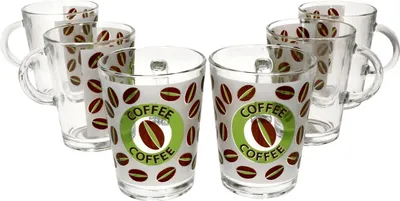 Produktbild von 6er Set Cremona Glas-Kaffeebecher m. Henkel 320ml grün