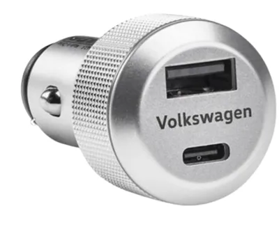 Produktbild von Volkswagen 000051443F Adapter USB Ladeadapter USB-A USB-C, geschirmt, beleuchtet, für 12V/24V Zigarettenanzünder