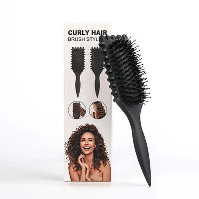 Produktbild von Haarbürsten-Set, Lockenbürste Wildschweinborsten, Curl Stylingbürste zum Formen und Definieren von Locken, Entwirrbürste für Frauen