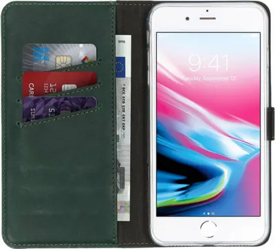 Image de Selencia Bibliothèque en cuir véritable pour Apple iPhone 8 Plus / 7 Plus - Vert