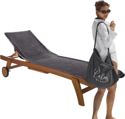 Produktbild von CalmyBEACH 3in1 Handtuch für Sonnenliege - Frottee Schonbezug Badetuch und Strandtasche 100% Baumwolle Bezug Gartenliege Strandtuch Badetasche Auflage XXL Badelaken