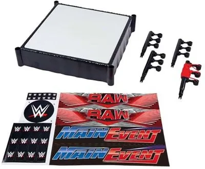 Immagine prodotto di Mattel WWE play set ring per il wrestling con etichette RAW e main event