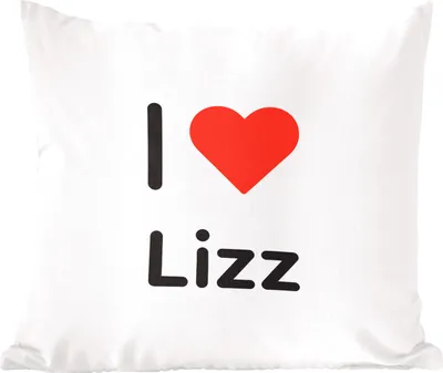 Produktbild von MuchoWow® Zierkissen Sofakissen Wohnzimmer Dekokissen 60x60 cm Ich liebe - Lizz - Girl - Sitzfläche - Foto Polster