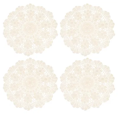 Produktbild von Gehäkelte Platzmatte - Set aus 4 Sonnenblumen-Untersetzern 40 cm