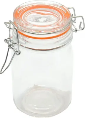 Immagine prodotto di Barattolo di vetro con tappo metallico - 250 ml - Barattolo per marmellata con chiusura a clip