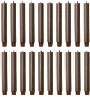 Produktbild von Rustik Lys Tischkerzen, 20er-Set – 2,6 x 18 cm – Braun – Leinenoptik – Hochwertige Spitzkerzen