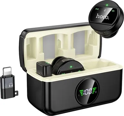 Produktbild von Drahtlose Mikrofone 2in1 Lightning / USB C Hoco L22 schwarz