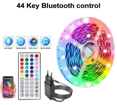 Produktbild von RGB LED-Streifen 24 V mit Musik-Synchronisation, Bluetooth, App- und Fernbedienung, Farbwechsel - 44KEY Bluetooth-W RGB 5m