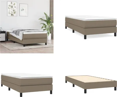 Productafbeelding van vidaXL Boxspringbed, taupe, 90x200 cm, gestoffeerd - Boxspringbed - Boxspringbedden - Bed - Slaapkamer meubels