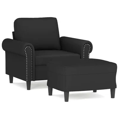 Image de Fauteuil avec repose-pied Noir 60 cm Velours