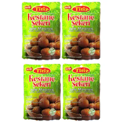 Produktbild von Titiz Zarte Maronen, Leicht Gesüßt Sparpack 4 x 125 g, Vegan