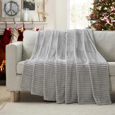 Immagine prodotto di Coperta da divano, 200 x 230 cm, grigia, in pile di flanella, per il soggiorno