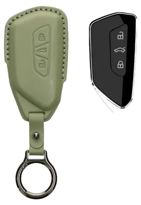 Produktbild von kwmobile Schlüsselhülle für VW Golf 8 3-Tasten Autoschlüssel Hülle Leder - Autoschlüssel Schlüssel Hülle - Schlüsselcover Schlüsselschutz in Graugrün