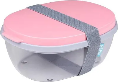 Produktbild von Plastik Bento Box 2-teilig 1800ml rosa für Salat