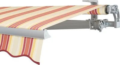 Produktbild von SOLUNA Gelenkarmmarkise Concept 4x2,5 Stoff Dessin 8430 Gestell Silber E6EV1 eloxiert Antrieb rechts inkl. Motor und Wan