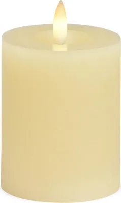 Produktbild von LED Stumpen-Kerzen 4er Set Echtwachs-Kerzen flackernd 7x9 cm Creme