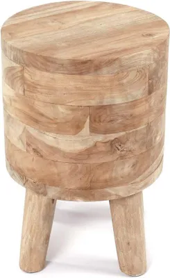 Productafbeelding van Rond Houten Krukje van Teakhout - 45x30 cm