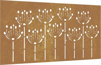 Obrázok produktu pre vidaXL Záhradná dekorácia na stenu 105x55 cm Corten oceľový kvetinový dizajn