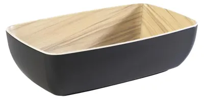 Produktbild von APS 84587 GN 1/4 Schale FRIDA, Melamin, 26,5 x 16,2 cm, Höhe 7,5 cm, schwarz/Holzoptik
