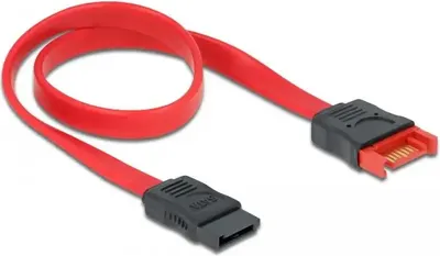 Zdjęcie produktu dla DeLOCK 83954, 0,6 m, SATA III, SATA 7-pin, SATA 7-pin, Męska/Żeńska, Czarny, Czerwony