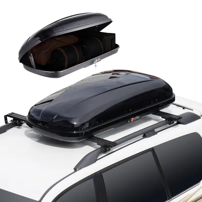 Obrázek produktu pro VEVOR střešní box na auto střešní box 370 L, úložný box na střešní nosič s pevnou skořepinou z ABS s otvíráním na obou stranách a 2 vyztuženými popruhy, úložný box na zavazadla pro SUV auta