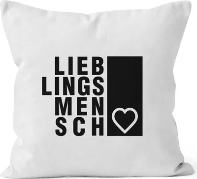 Produktbild von Kissenbezug Lieblingsmensch Geschenk Freundschaft Partner Freundin Moonworks® weiß 40cm x 40cm