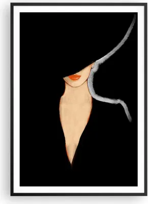 Produktbild von Gerahmtes Poster - Schwarzer Rahmen - Schwarz Frau Hut - 70x100 cm - Wand Bild - Wanddeko - Wandbilder - Kunstposter - Wandposter - Bilderrahmen - Bilder - Kunstdruck - Wandbild - P2BPA70x100-4341