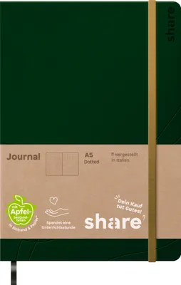 Produktbild von share Notizbuch A5 96 Blatt punktkariert 80 g/qm grün