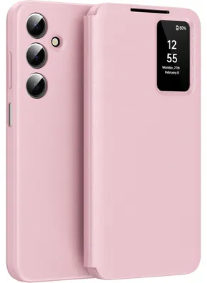 Obrázek produktu pro Kožené flipové pouzdro pro Samsung Galaxy A16 5G/4G, obal s funkcí Smart View okna a přihrádkou na karty Růžový
