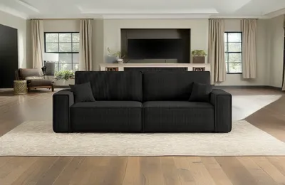 Zdjęcie produktu dla Sofa rozkładana BEST z pojemnikiem na pościel tkanina Poso Czarny