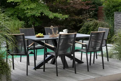 Produktbild von Gartenmöbelset Diningsessel Alicante mit Tisch Malaga 200 x 90 cm