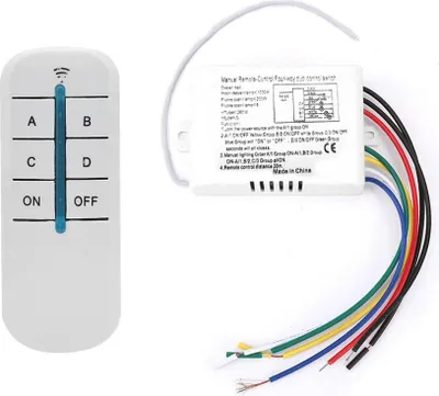 Image de interrupteur mural sans fil 4 voies 220V On/Off LED Light Récepteur Émetteur Télécommande