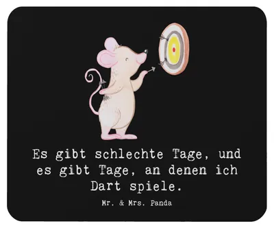 Produktbild von Mr. & Mrs. Panda Mouse Pad Maus Dart spielen - Schwarz - Geschenk, Darten, pc mausunterlage, Mousepad, Turnier, mauspad, Darts
