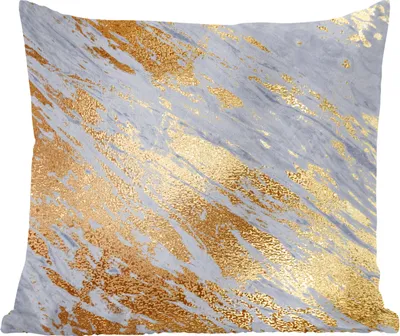 Produktbild von MuchoWow® Zierkissen Sofakissen Wohnzimmer Dekokissen 60x60 cm Marmor - Gold - Blau - Sitzfläche - Foto Polster