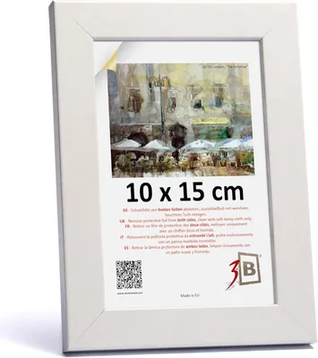 Obrázek produktu pro Dřevěný rámeček na fotografie s akrylovým sklem, klasický, 10 x 15 cm, bílý