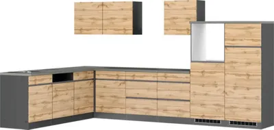 Produktbild von Held Möbel Winkelküche ohne Geräte PISA 360 cm wildeiche matt zerlegt Variante reversibel 1133.6310