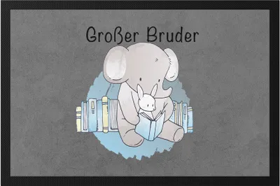 Produktbild von Großes Bruder Fußmatte Süßes Motiv Elefant Hase Schwangerschaft Geschenk Baby-News