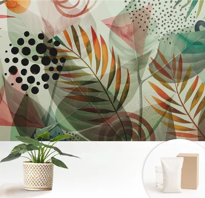 Obrázok produktu pre Samolepiaca fototapeta – 152 x 104 cm – tapeta – nástenná tapeta – nástenné obrazy – samolepiaca fólia – dekoratívna fólia – tapetová fólia – stena – dekorácia – obývacia izba – abstraktné listy